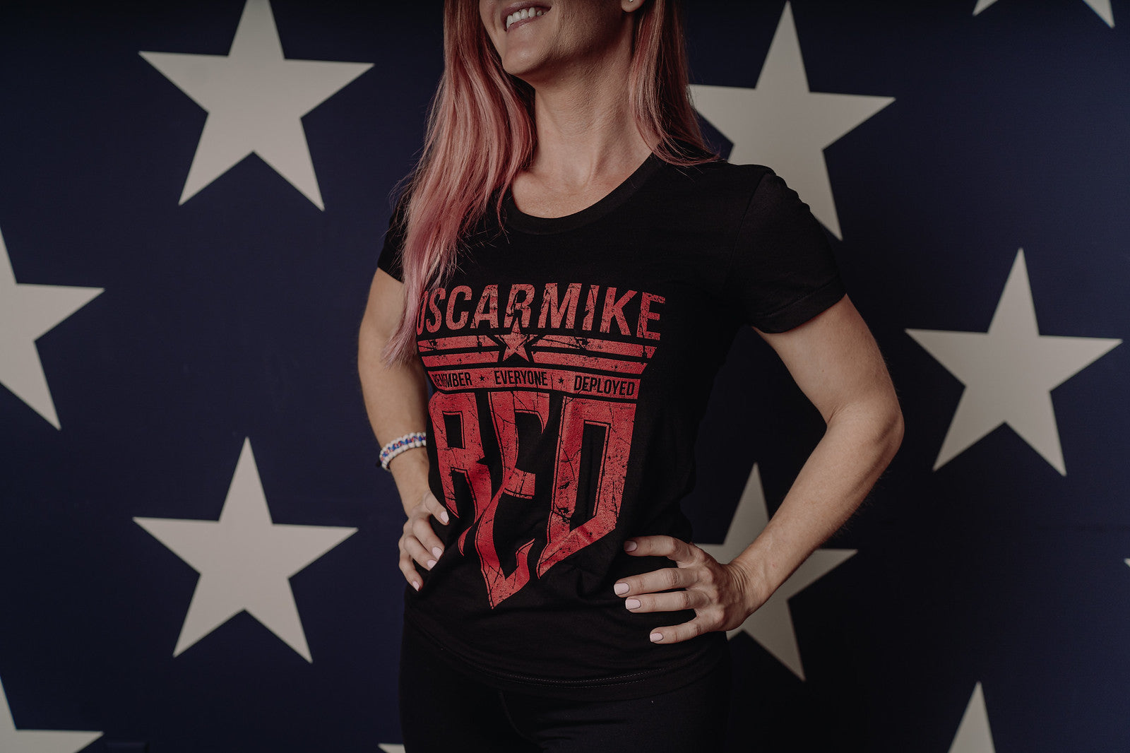 Oscar Mike veteran owned womens American made military and patriotic themed apparel